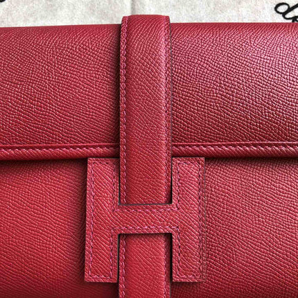 JIGE ELAN 29 CLUTCH IN BERRY RED CALFSKIN