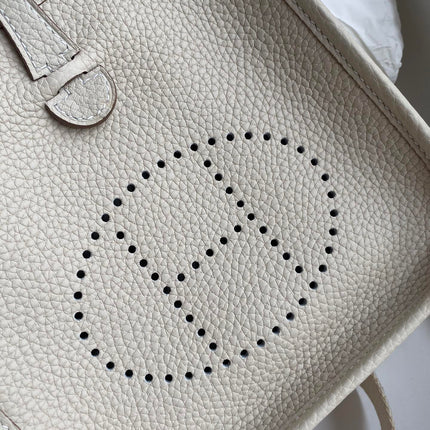 HM 25S EVELYNE 17 CM IN LIGHT BEIGE COWHIDE AND CANVAS WITH GOLD HARDWARE