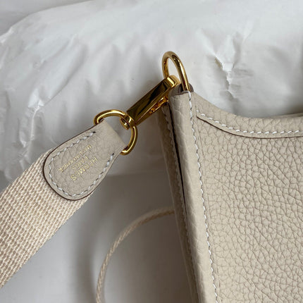 HM 25S EVELYNE 17 CM IN LIGHT BEIGE COWHIDE AND CANVAS WITH GOLD HARDWARE