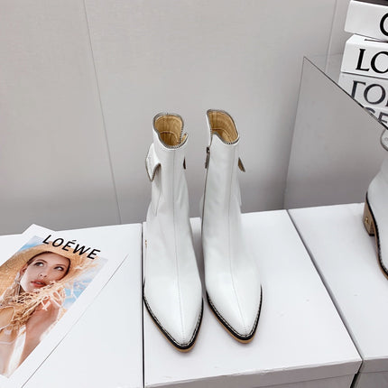 JIMMY CHOO 26S ANKLE BOOTS 55 MM IN WHITE PATENT CALFSKIN