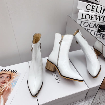JIMMY CHOO 26S ANKLE BOOTS 55 MM IN WHITE PATENT CALFSKIN