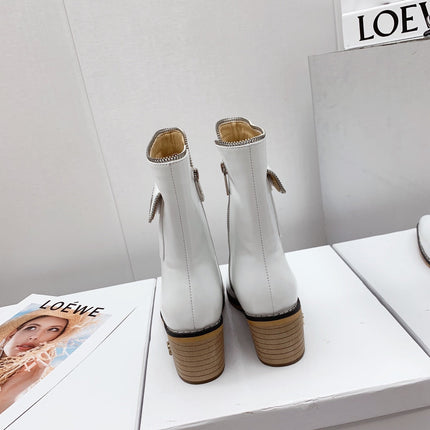 JIMMY CHOO 26S ANKLE BOOTS 55 MM IN WHITE PATENT CALFSKIN