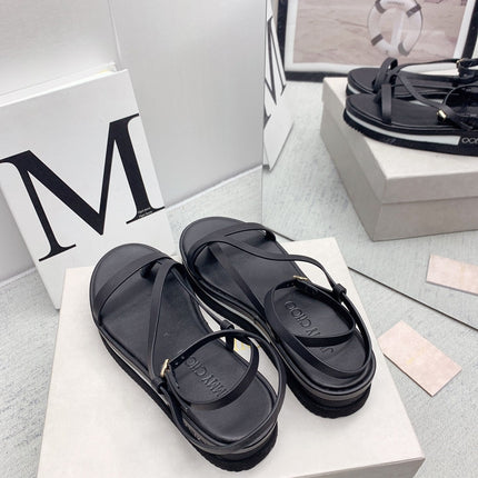 JIMMY CHOO 26S FLATFORM SANDALS 50 MM IN BLACK CALFSKIN
