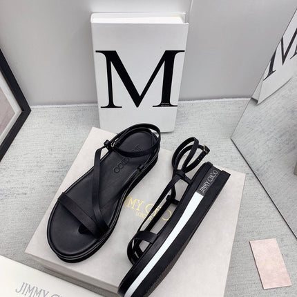 JIMMY CHOO 26S FLATFORM SANDALS 50 MM IN BLACK CALFSKIN