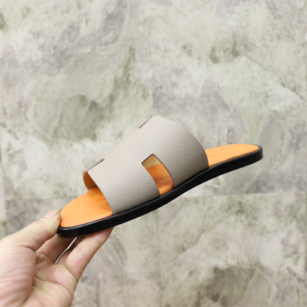 HM IZMIR SANDAL TANGERINE AND PALE GRAY CALFSKIN