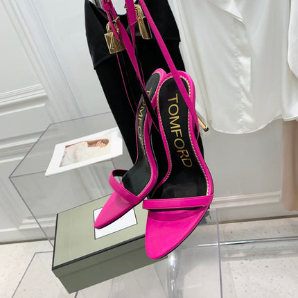 TOM FORD 26S GOLD BUCKLE HEELS 105 MM IN PINK LAMBSKIN