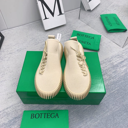 BOTTEGA VENETA 26S SLIP-ONS IN BEIGE FABRIC WITH RUBBER SOLE