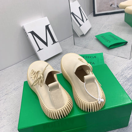 BOTTEGA VENETA 26S SLIP-ONS IN BEIGE FABRIC WITH RUBBER SOLE