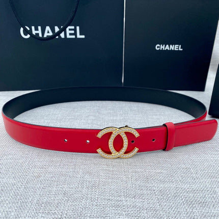 CHANEL 26S BELT 30 MM IN RED CALFSKIN WITH GOLD HARDWARE 661517