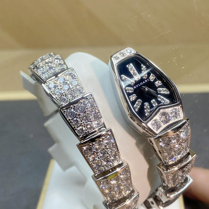 SERPENTI JEWELRY ALL WHITE GOLD WITH DIAMOND BLACK DIAL