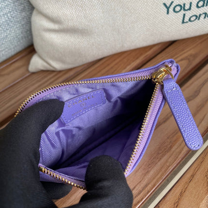 CC CLASSIC SMALL 15 ZIPPED POUCH IN AMETHYST PURPLE GRAINED CALFSKIN