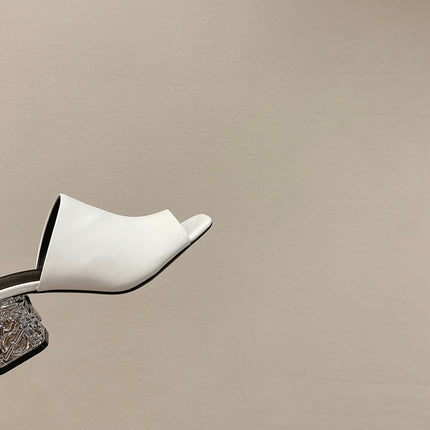 GLAM MULE 60 WHITE LAMBSKIN
