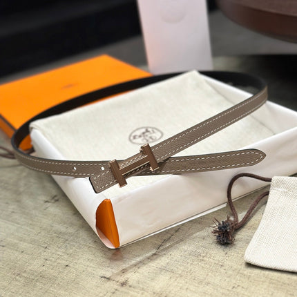 HM FOCUS BUCKLE & REVERSIBLE BLACK AND CAMEL BROWN LEATHER STRAP 13MM COPPER HARDWARE