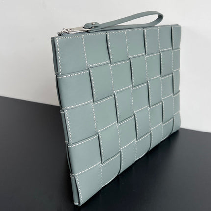 LARGE CASSETTE POUCH 35 IN GUNSMOKE CALFSKIN