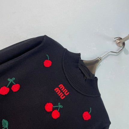MIUMIU 26S CHERRY EMBROIDERED SWEATER 1475