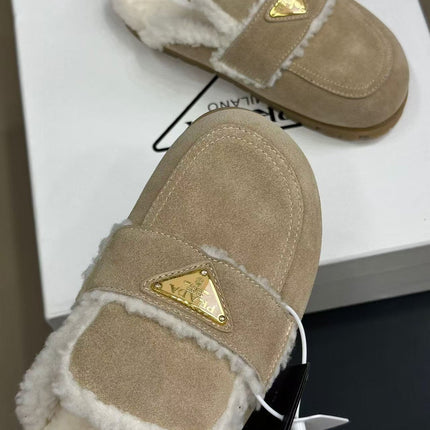 MULES SUEDE AND SHEARLING BEIGE