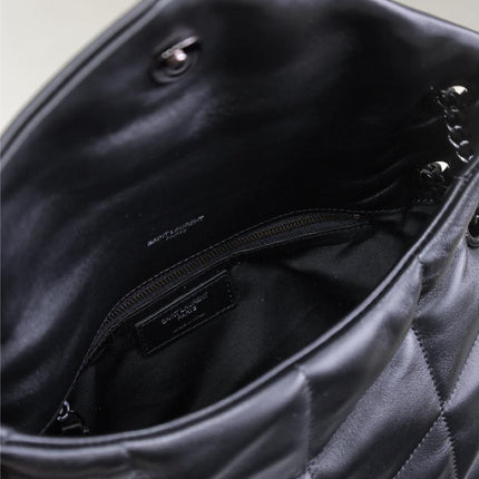 LOULOU PUFFER MEDIUM 29 IN ALL BLACK SHEEPSKIN BLACK HARDWARE