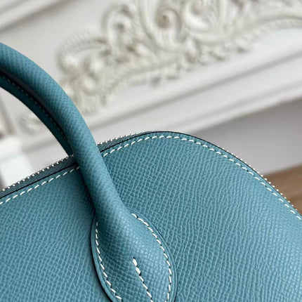 HM 26S BOLIDE HANDBAG 25 IN DENIM BLUE GRAINED CALFSKIN
