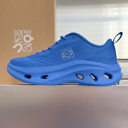 LOEWE 26S CHUNKY SOLE LACE UP SNEAKERS 45MM IN BLUE MESH FABRIC