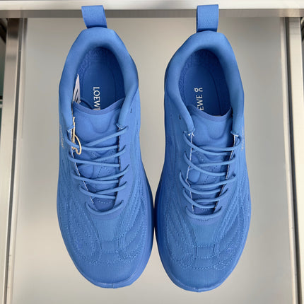 LOEWE 26S CHUNKY SOLE LACE UP SNEAKERS 45MM IN BLUE MESH FABRIC