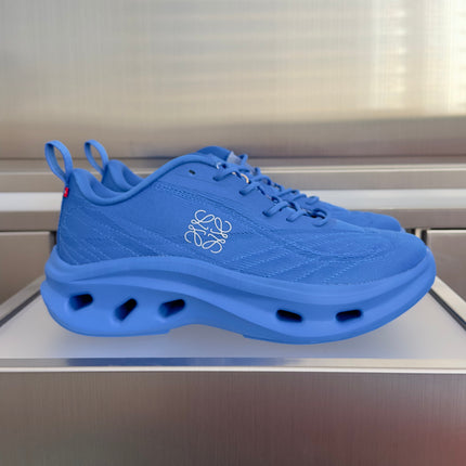 LOEWE 26S CHUNKY SOLE LACE UP SNEAKERS 45MM IN BLUE MESH FABRIC