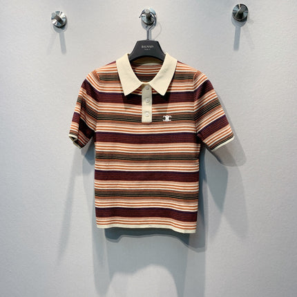 CELINE 26S STRIPED SHORT-SLEEVE POLO SHIRT 441