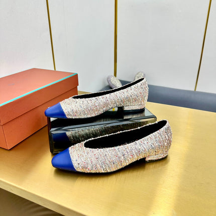 BALLET IN MULTICOLOR TWEED MIX BLUE LAMBSKIN