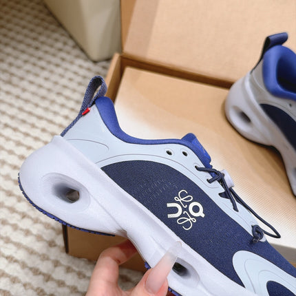 LOEWE 26S CHUNKY RUNNING SNEAKERS 45MM IN BLUE AND LIGHT GRAY MESH FABRIC