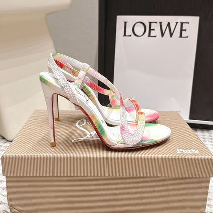 CHRISTIAN LOUBOUTIN 26S ROSALIE HEELS 100 MM IN MULTICOLOR SATIN