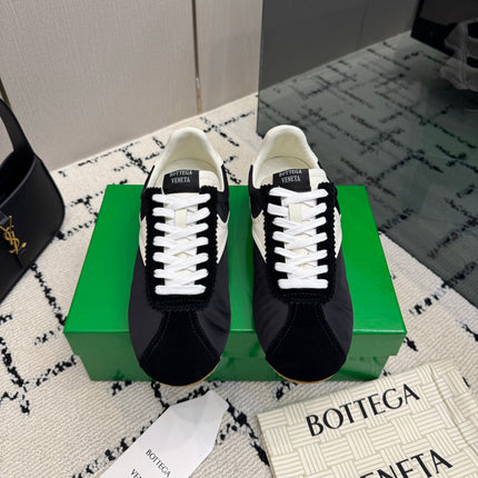 BOTTEGA VENETA 26S LOW TOP SNEAKERS IN BLACK FABRIC AND VELVET