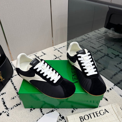 BOTTEGA VENETA 26S LOW TOP SNEAKERS IN BLACK FABRIC AND VELVET