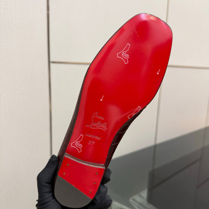 CHRISTIAN LOUBOUTIN 26S LOAFERS IN DARK RED CROCODILE-EMBOSSED CALFSKIN