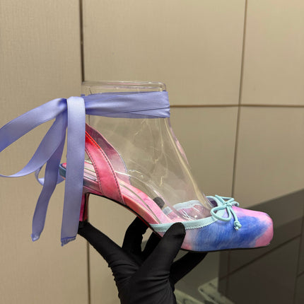CHRISTIAN LOUBOUTIN 26S BOW-TIE HIGH HEEL 65 MM IN MULTICOLOR PASTEL SATIN