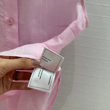 CC 25 Sleeveless Shirt Pink Silk Cotton Fabric