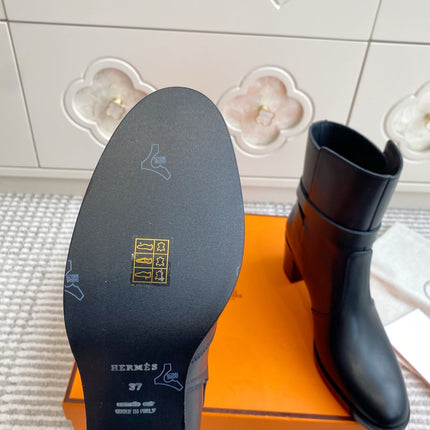 HM 25S FRENCHIE 50 ANKLE BOOT 50 MM IN BLACK LAMBSKIN WITH SILVER HARDWARE