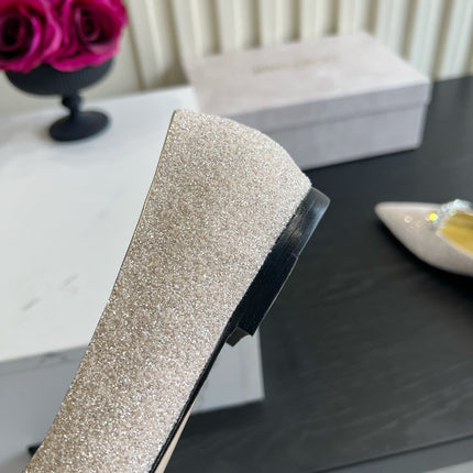 JIMMY CHOO 26S BALLET FLATS IN CHAMPAGNE GOLD GLITTER
