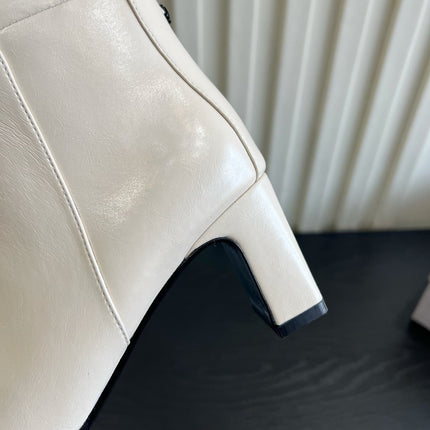 JIMMY CHOO 26S KNEE HIGH BOOTS 60 MM IN MILK WHITE CALFSKIN