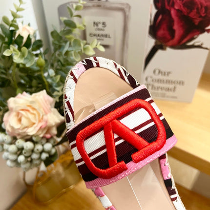 WEDGE SANDALS IN COLORFUL CANVAS 85 MM