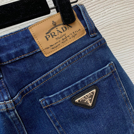 PRADA 26S DENIM MINI SKIRT FLARED JEANS 1341