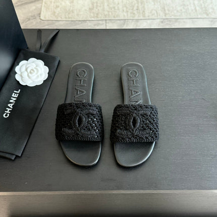 Slippers Black Lambskin