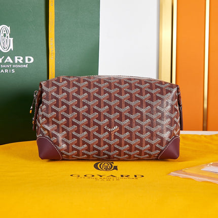 BOWLING TOILETRY BAG 24 IN BURGUNDY RED GOYARDINE CANVAS AND CALFSKIN