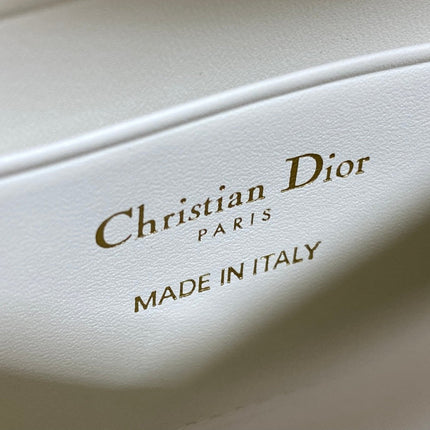 DIOR 26S MINI BAG 21 IN IVORY WHITE CALFSKIN FLORAL SEQUIN EMBROIDERED