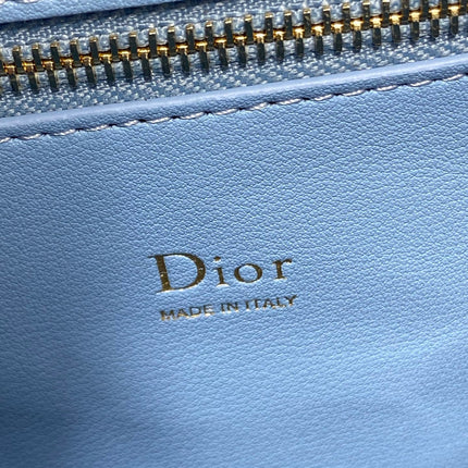 DIOR 26S LARGE CIGALE BAG 33 IN LIGHT BLUE SMOOTH CALFSKIN GOLD HARDWARE