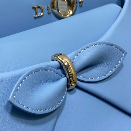 DIOR 26S LARGE CIGALE BAG 33 IN LIGHT BLUE SMOOTH CALFSKIN GOLD HARDWARE