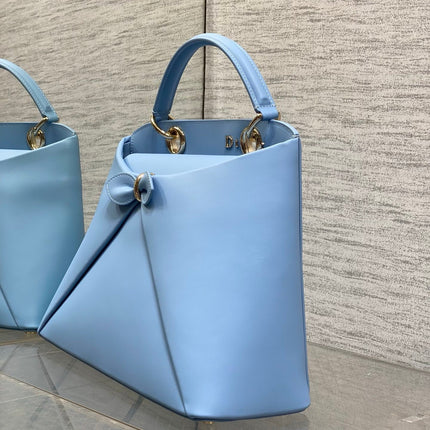DIOR 26S LARGE CIGALE BAG 33 IN LIGHT BLUE SMOOTH CALFSKIN GOLD HARDWARE