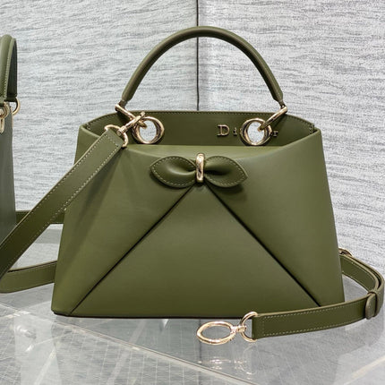 DIOR 26S CIGALE BAG 28 IN OLIVE GREEN SMOOTH CALFSKIN GOLD HARDWARE