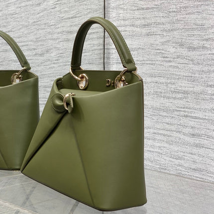 DIOR 26S CIGALE BAG 28 IN OLIVE GREEN SMOOTH CALFSKIN GOLD HARDWARE