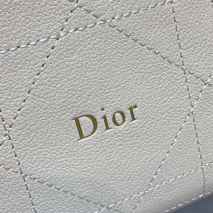 DIOR 26S MEDIUM DIORLY BAG 31 IN IVORY WHITE GRAINED CALFSKIN GOLD HARDWARE