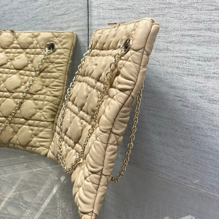 DIOR 26S LARGE MILLY-LA-FORET BAG 38 IN BEIGE PUFFY MACROCANNAGE CALFSKIN