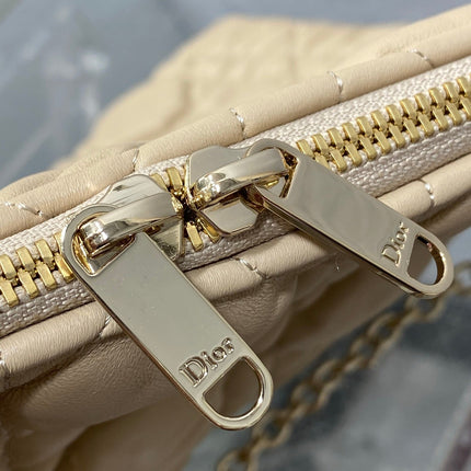 DIOR 26S LARGE MILLY-LA-FORET BAG 38 IN BEIGE PUFFY MACROCANNAGE CALFSKIN